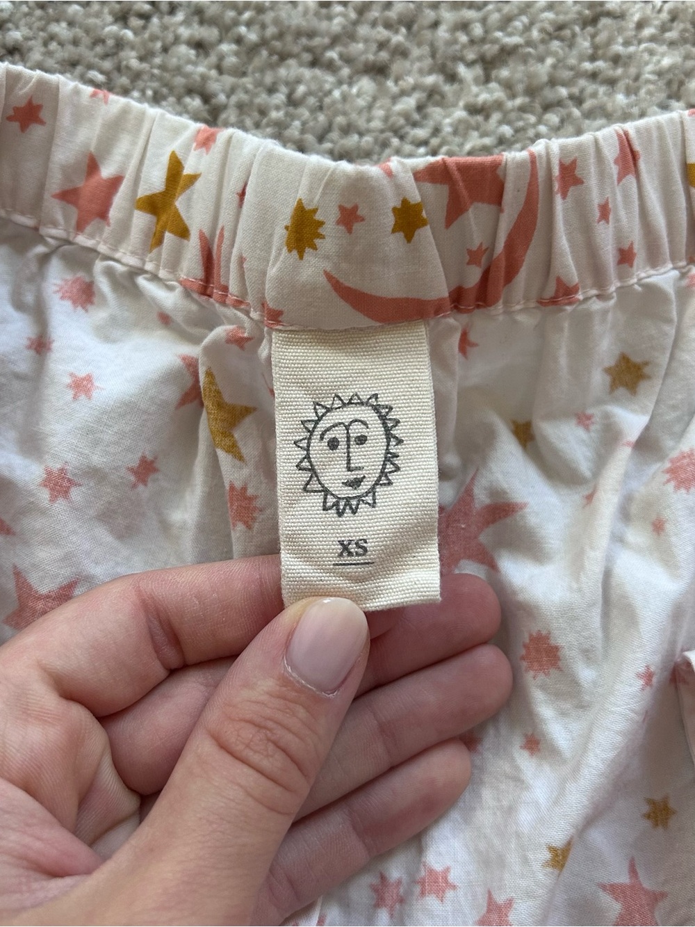 Printfresh Celestial Stars Moon Pajama Set XS Pink Gold Cotton Short Sleeve - Picture 11 of 12